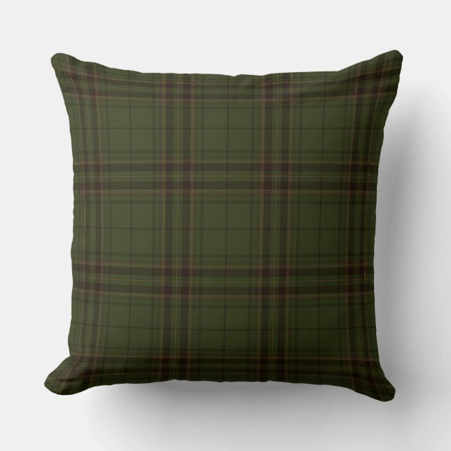 Mörk grönt Black Brown Scottish Tartan Play Kudde (Framsida)