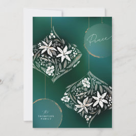 Mörk grönt Blommigt, ornament, icke-foto Julkort