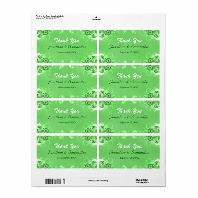Mörk grönt Blommigtens stora favoritetiketter för  Fraktsedel (Helt Ark)