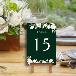 Mörk grönt Bordsnummer-kort för elegant Blommigt R