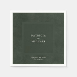 Mörk grönt bröllop, enkel modern elegant pappersservett