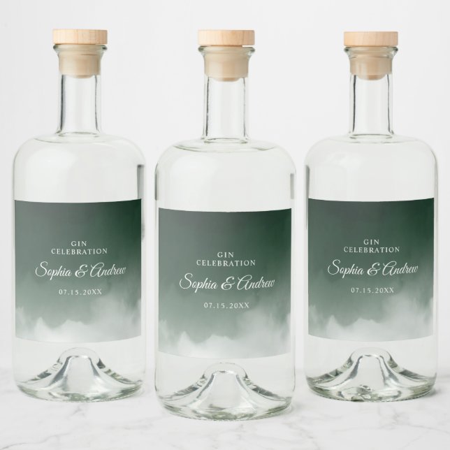 Mörk grönt Bröllop-likvällande Flaska-etikett Spritflaskor Etikett (Flaskor)