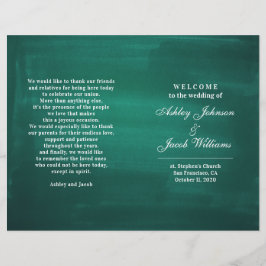 Mörk grönt bröllopsprogram. Modern elegant emerald