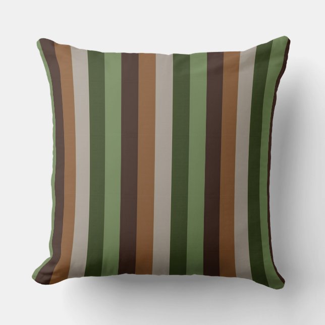 Mörk grönt/brun flerdesignerreversibel fyllning kudde (Framsida)