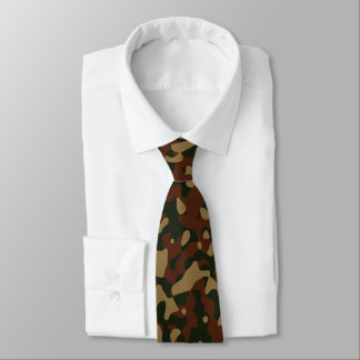Mörk grönt, brun och olive Camouflage Mönster Slips