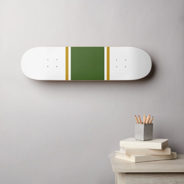 Mörk grönt Brun Tävla Rand White Background Mini Skateboard Bräda 18,5 Cm (Väggkonst (Horz))