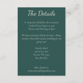 Mörk grönt, Burgundy och  Boho-informationskort Tilläggskort