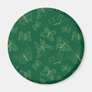 Mörk grönt Butterfly-utskrift, naturinspirerad Magnet