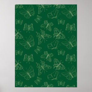 Mörk grönt Butterfly-utskrift, naturinspirerad Poster