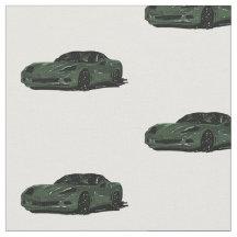 Mörk grönt C6 Corvette Hand plockade Sketch Fabric