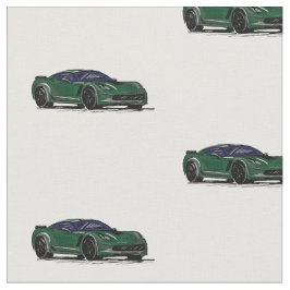 Mörk grönt C7 Korvette Hand plockade Sketch Fabric Tyg