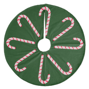 Mörk grönt Candy cane Träd Skirt Julgransmatta Fleece