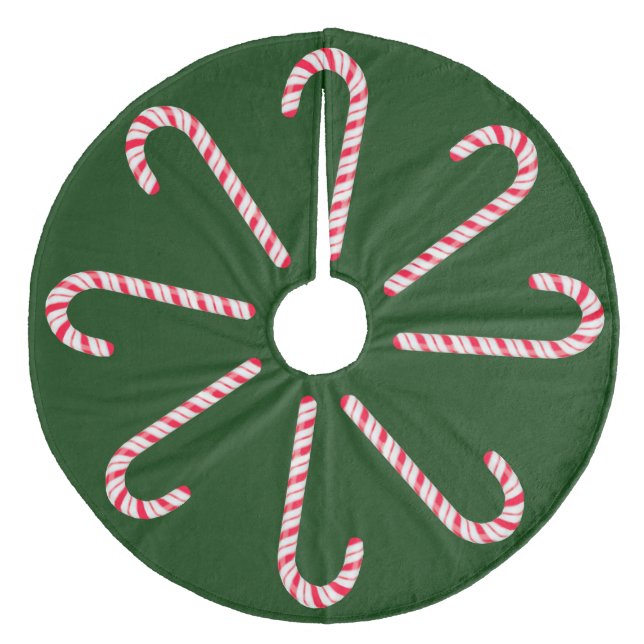 Mörk grönt Candy cane Träd Skirt Julgransmatta Fleece (Framsidan)