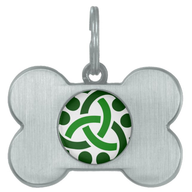 Mörk grönt Celtic Knot Namnbricka Husdjur (Framsidan)
