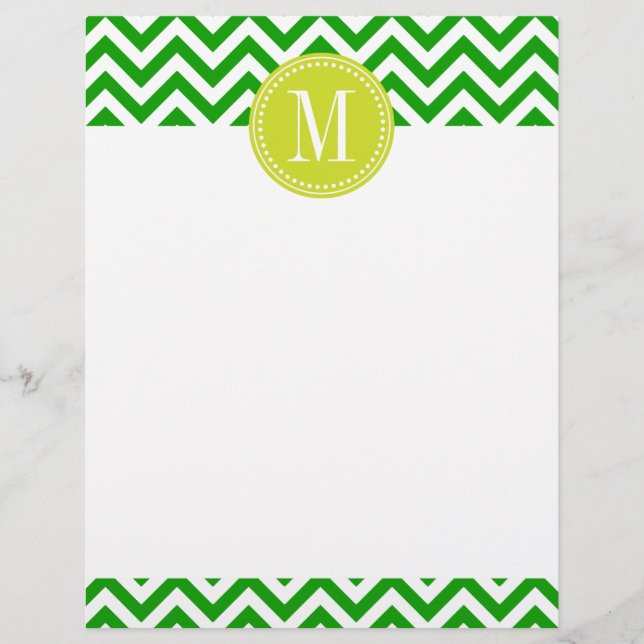 Mörk grönt Chevron Zigzag Personlig Monogram (Framsida)