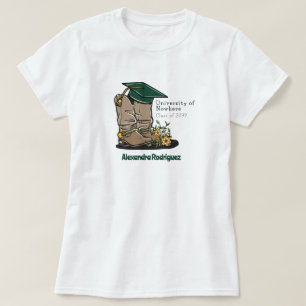 Mörk grönt Cowboy Boot Studentmössa & Flowers T Shirt