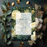 Mörk grönt, Cream och Guld Blommigt Bröllop Inbjudningar<br><div class="desc">Vinterbröllopsinbjudan till mörk grönt,  gräddfull och guld blommigt. Idealisk för ett trädgårdsbröllop.</div>