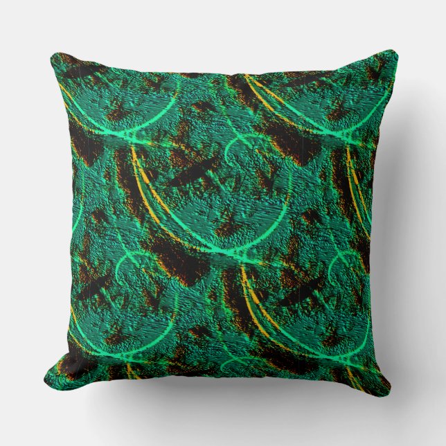 Mörk grönt cyan i struktur, rå, med brunfärgade ka kudde (Framsida)