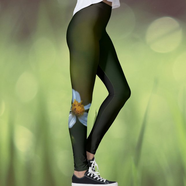 Mörk grönt daisy blomma leggings (Skapare uppladdad)