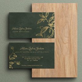 Mörk grönt elegant av lyxfolie faux guld folieblad visitkort