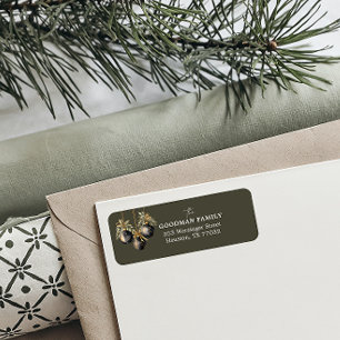Mörk grönt Elegant Grey-Chicen Jul Returadress Etikett