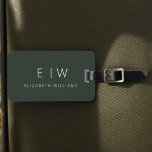 Mörk grönt Elegant Modern Minimalist Monogram Namn Bagagebricka<br><div class="desc">Öka din resupplevelse med vår klassiska Elegant Modern Minimalist Monogram Luggage Tag-kod. Detta noggrant designade tillbehör kombinerar sömlöst elegans med contemporaryns minimalism, och ser till att ditt bagage är sofistikerat. Den här bagagetaggen är utformad med precision och noggrannhet. Den är mer än bara en praktisk artikel. Den är en personlig...</div>
