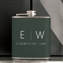 Mörk grönt Elegant Modern Minimalist Monogram Namn Fickplunta