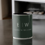 Mörk grönt Elegant Modern Minimalist Monogram Namn Två-Tonad Mugg<br><div class="desc">Höj din morgonrutin med vår Mörk grönt och vita, moderna, minimalistiska Monogram-Namn-kaffe Mugg. Den här eleganta och snyggt mugg ger en liten contemporary elegans till din dagliga kafferritual. Den är konstruerad med kvalitet i åtanke och har en minimalistisk design i klassiskt svartvitt, skapar den som ett mångsidigt tillägg till ditt...</div>