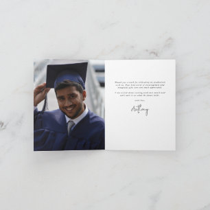 Mörk grönt Elegant Skript Studenten Photo+Message Tack Kort