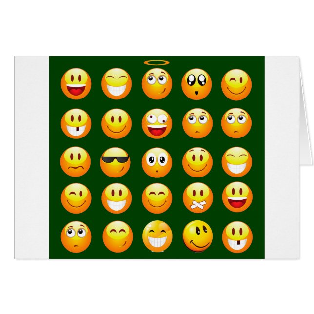 mörk grönt emoji hälsningskort (Framsidan Horizontal)