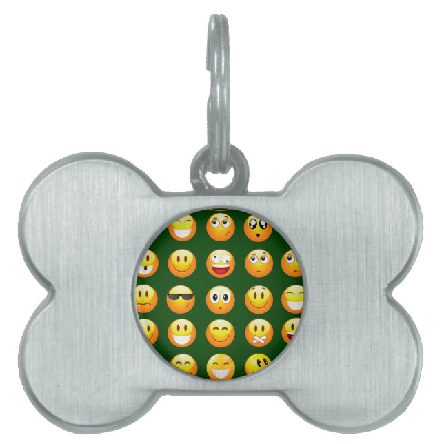 mörk grönt emoji ID-bricka husdjur (Framsidan)