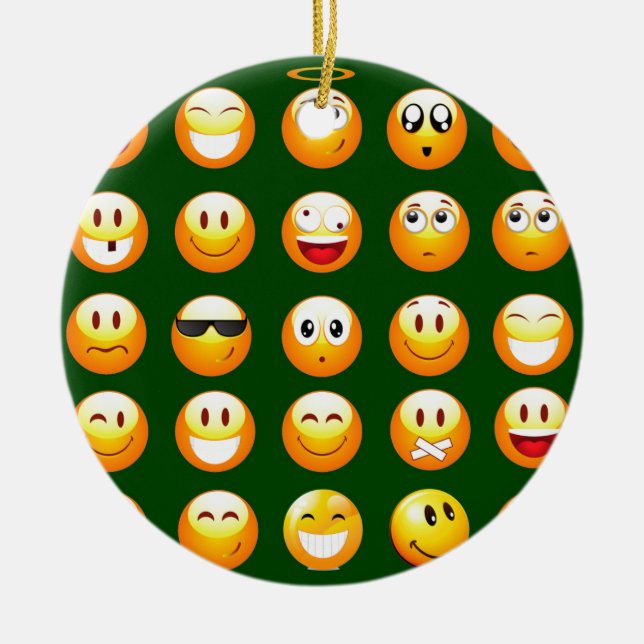 mörk grönt emoji julgransprydnad keramik (Framsidan)