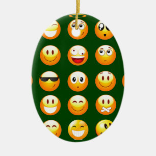 mörk grönt emoji julgransprydnad keramik