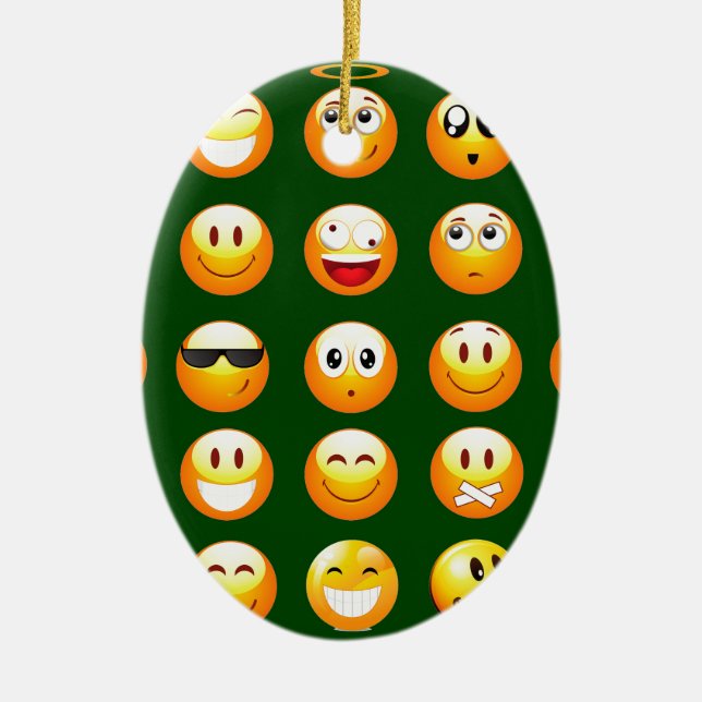 mörk grönt emoji julgransprydnad keramik (Framsidan)