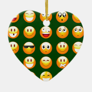 mörk grönt emoji julgransprydnad keramik