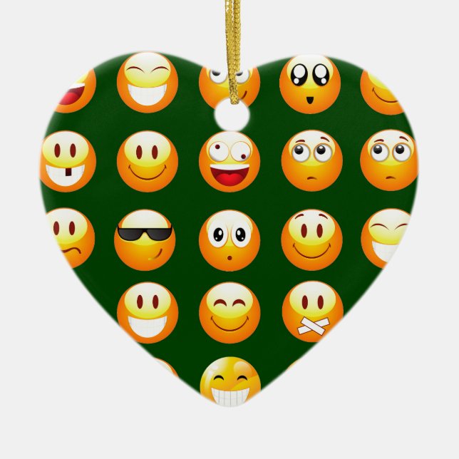 mörk grönt emoji julgransprydnad keramik (Framsidan)