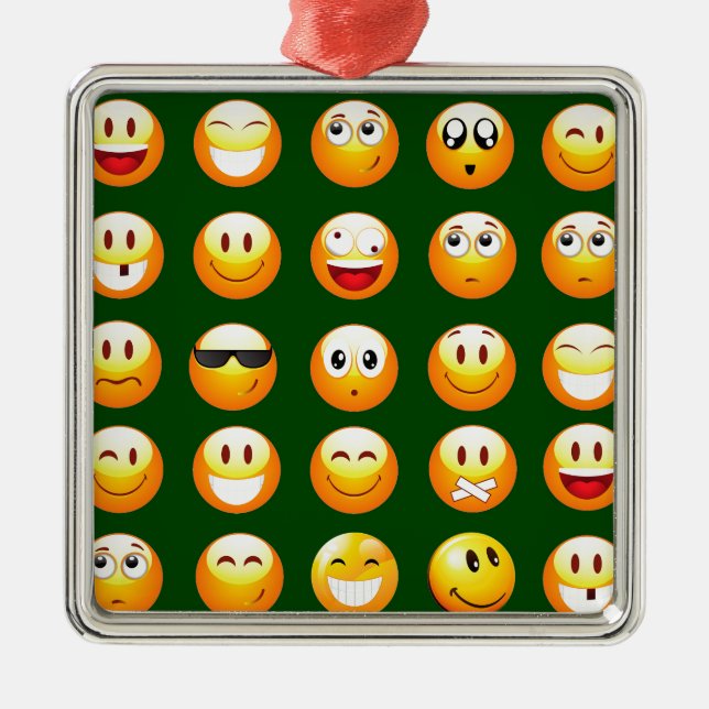 mörk grönt emoji julgransprydnad metall (Framsidan)