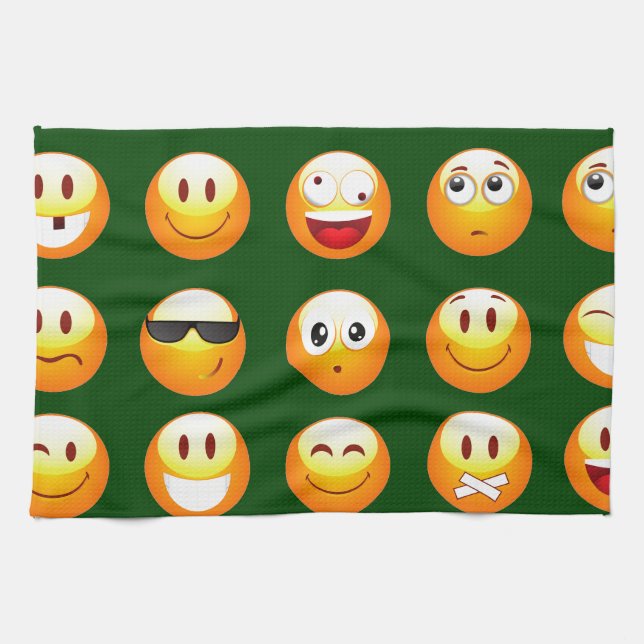 mörk grönt emoji kökshandduk (Horisontell)