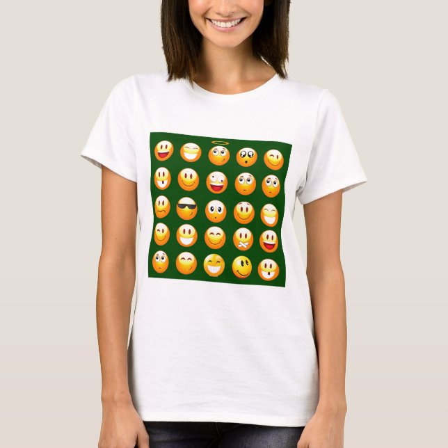 mörk grönt emoji t shirt (Framsida)