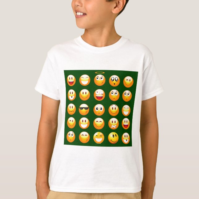 mörk grönt emoji tee (Framsida)