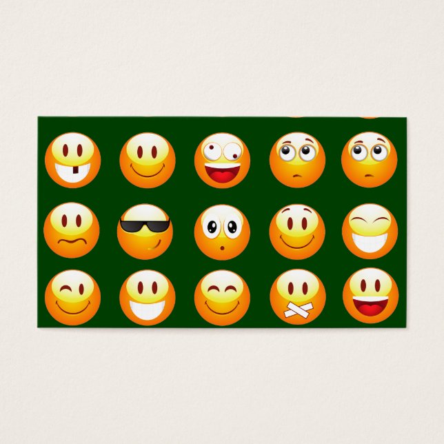mörk grönt emoji visitkort (Framsidan)