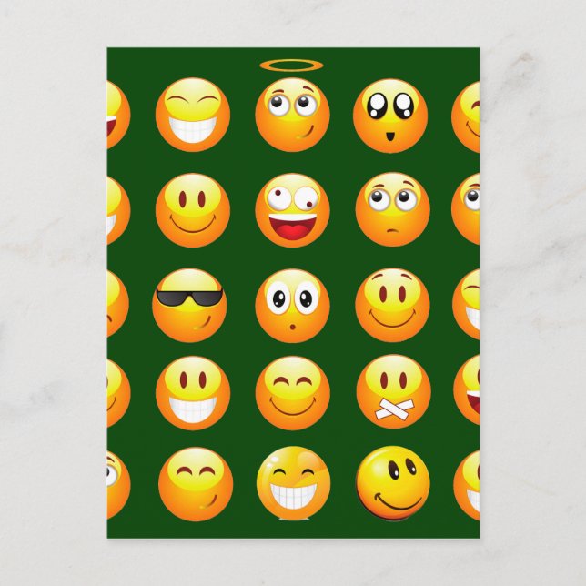 mörk grönt emoji vykort (Framsida)