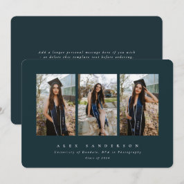 Mörk grönt enkelt Modern, trippelfoto Studenten Meddelande