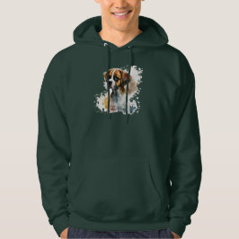 Mörk grönt färg t-shirt söt hund design bära hoodie