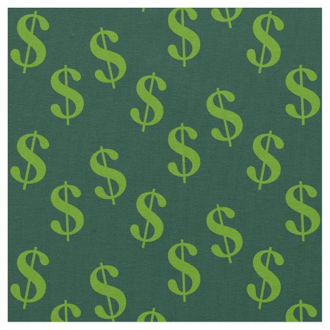 Mörk grönt Färgad med dollarsignaturer Skriv ut Tyg (Närbild)