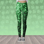 Mörk grönt faux glitter-glittrar leggings<br><div class="desc">Coola,  roligt,  elegant och en unik bild över utskriften. Vackert glamoröst grönt glansig glitter-gnistor. Foto av Gröntens gnistor är inte glitter!</div>