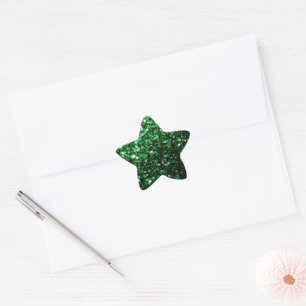 Mörk grönt faux glitter-glittrar stjärnformat klistermärke