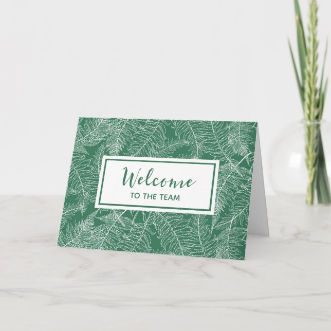 Mörk grönt Ferns Employee Välkommen till teamet Kort (Framsida)