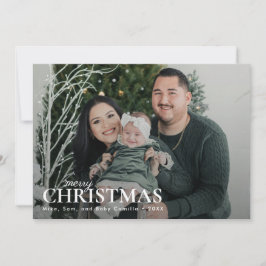 Mörk grönt första julfamiljens foto julkort