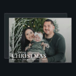 Mörk grönt första julfamiljens foto julkort<br><div class="desc">Mörk grönt kort för första julfamiljens foto-Helgdag</div>